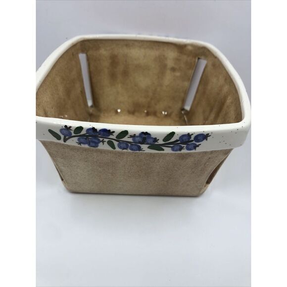 Fitzy's Maine Blueberry Ware Decorative Art Pottery Ceramic Quart Size Basket - Picture 1 of 16